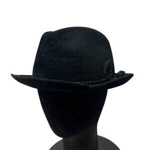Vintage Dobbs Black Velvet Bowler Derby Hat Men’s 6 7/8 Dapper Hollywood USA 50s